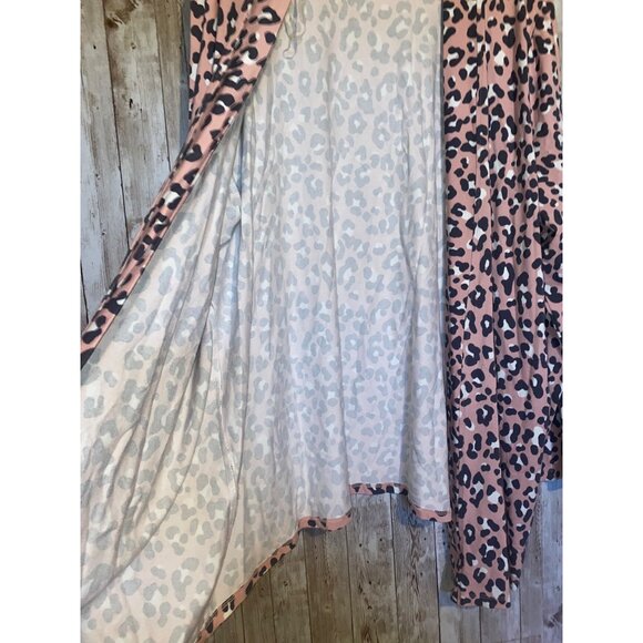 Kim Rogers Women's Pink Leopard Open Front Cardigan Size 2X Animal Print - Picture 4 of 9